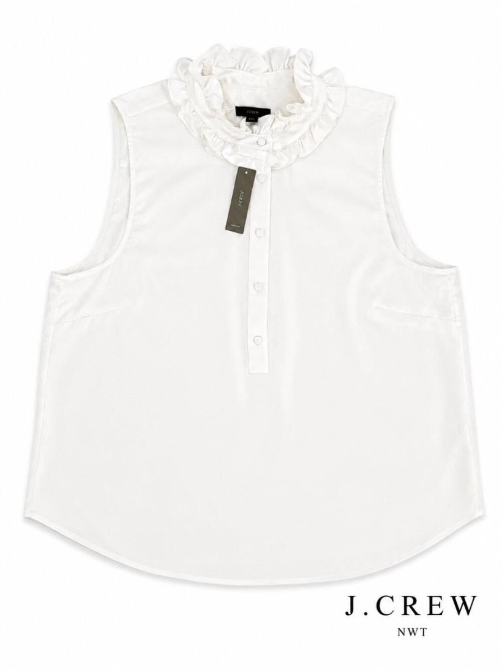 J.Crew Romantic Ruffle Neck Blouse Sleeveless XXL NWT